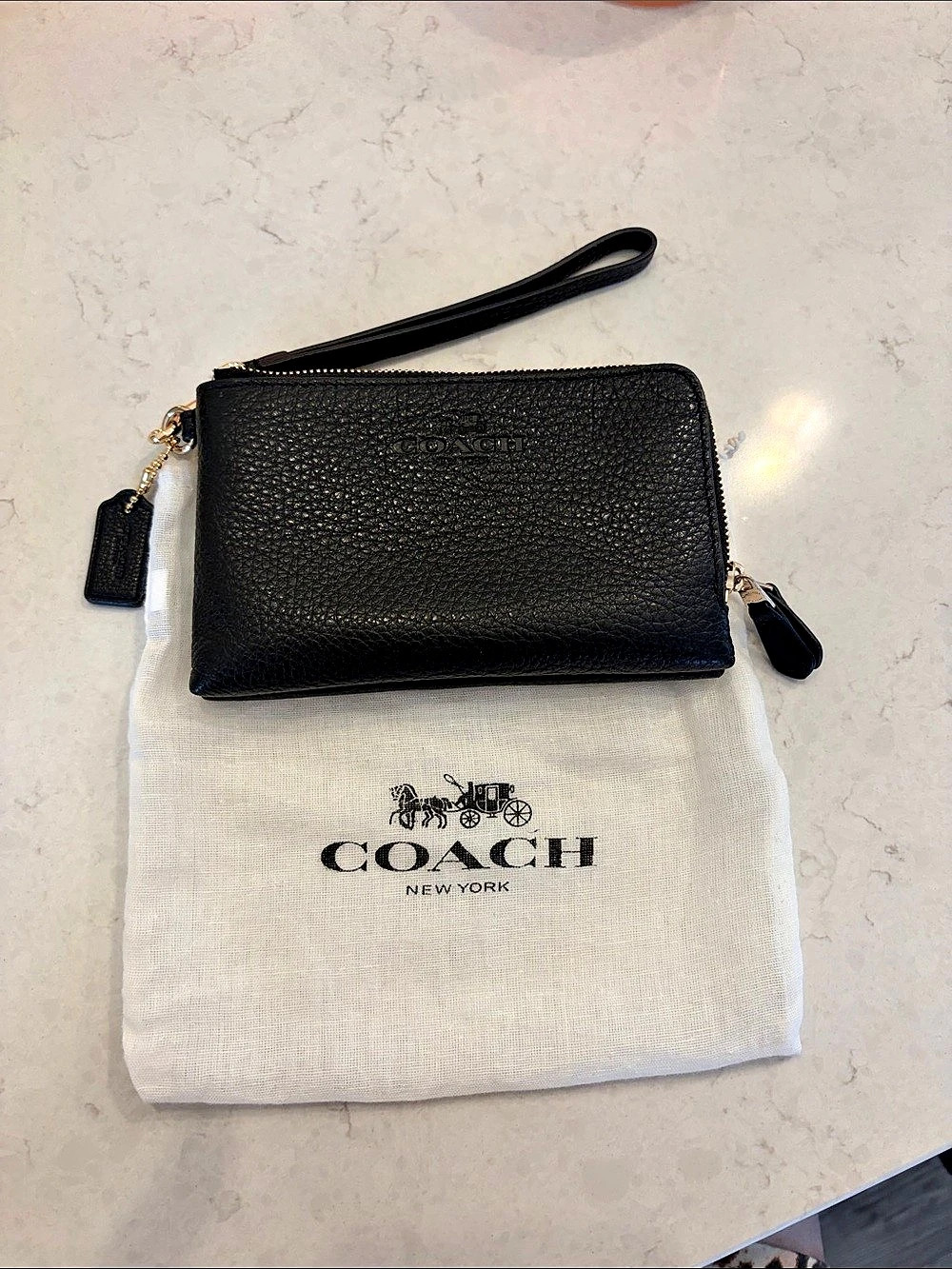 COACH Double Zip Wallet Black Wristlet